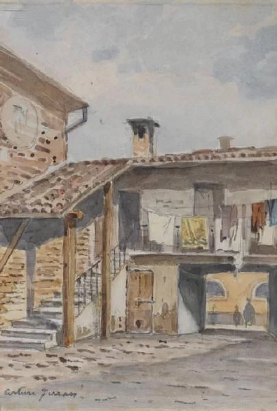 Cortile di abitazione popolare nella zona di S. Barnaba a Milano, 1890 - 1910, Civiche Raccolte Storiche. Museo di Milano